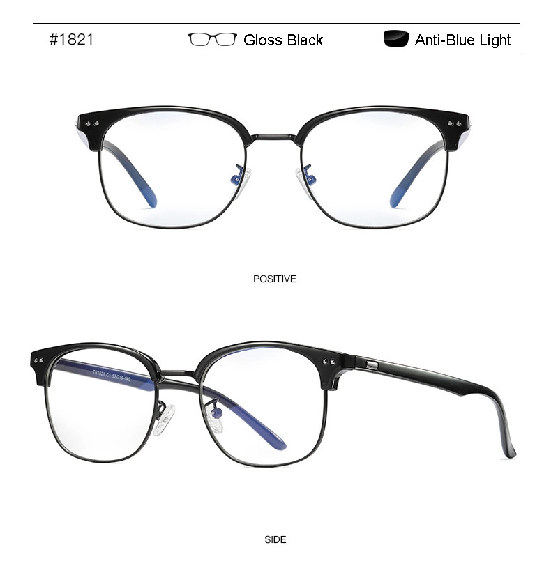 Men Retro Clear Lens Metal Optical Frames Glasses Frame Optical Half Frame Computer Anti Blue Light Blocking Glasses