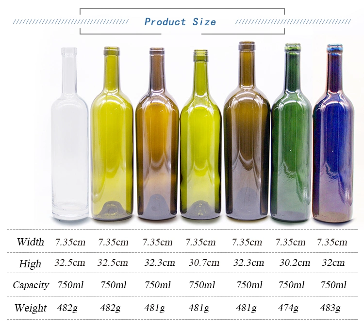 750ml Glass Wine Bottle Bordeaux Wine Bottle Flat Bottomed Screw Tops