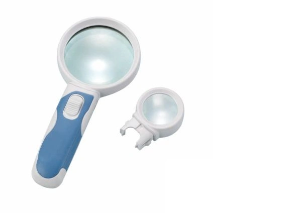 Interchangeable LED Magnifying Glass Magnifier 2.5X/16X Illuminated 2 Lens (BM-BG2005)