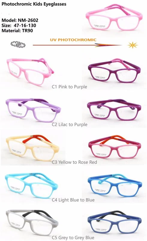 Changeable Color Eyeglasses Frames Tr90 UV Photochromic Kids Eyeglasses