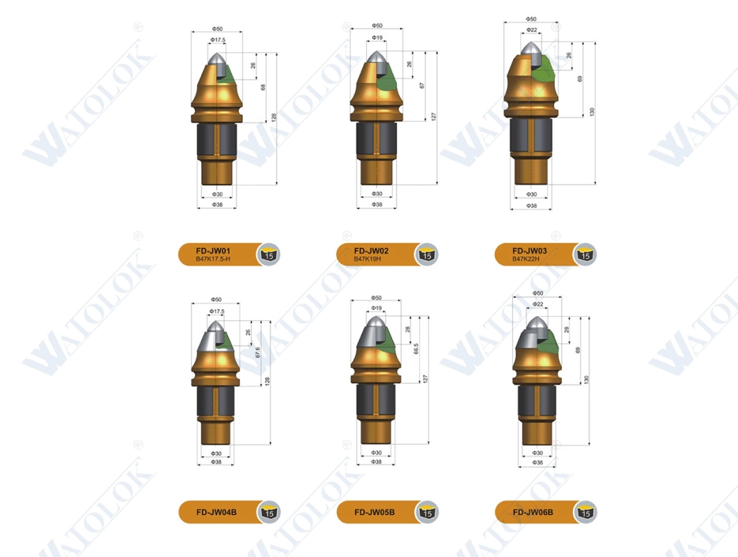 Foundation Drilling Bits Auger Teeth Round Shank Chisel Teeth