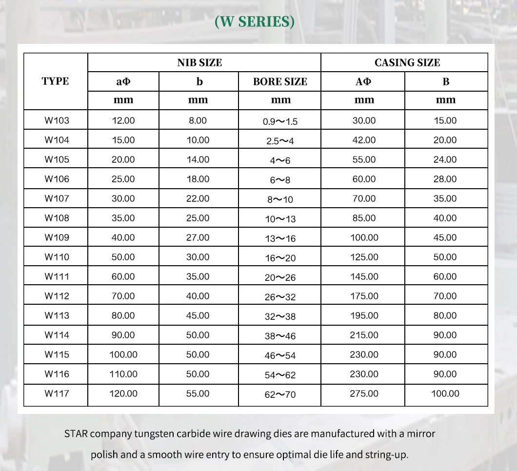 Cemented Tungsten Carbide Wire Drawing Dies for Drawing Low/Middle/High Carbon Wire