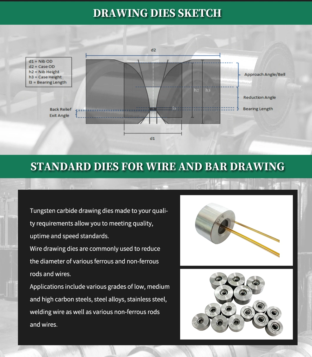 Tungsten Carbide Drawing Die for Metal Wire/Hard Alloy Drawing Die Nib/Flat Wire Drawing Dies