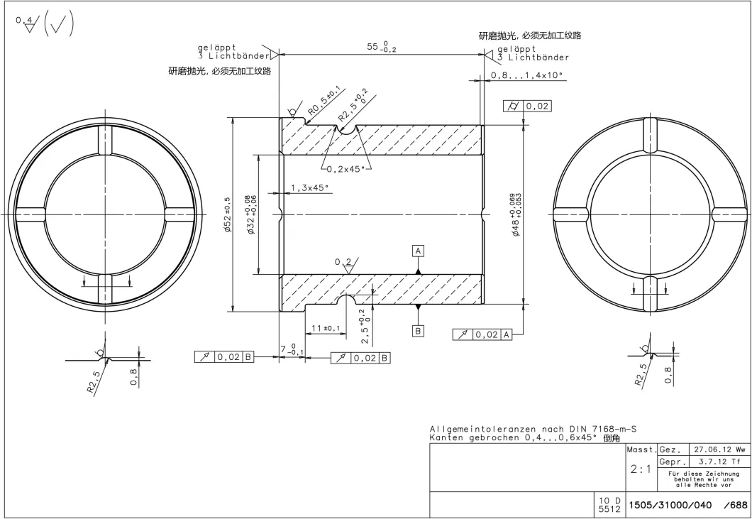 Mechanical Bearing Sleeve Wear Parts Tungsten Carbide Bushings Manufacturer