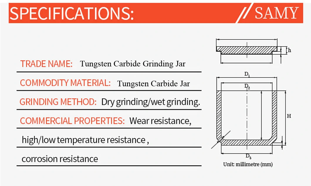 250ml Laboratory Grinding Equipment Accessories Tungsten Carbide Jars for Planetary Ball Mill