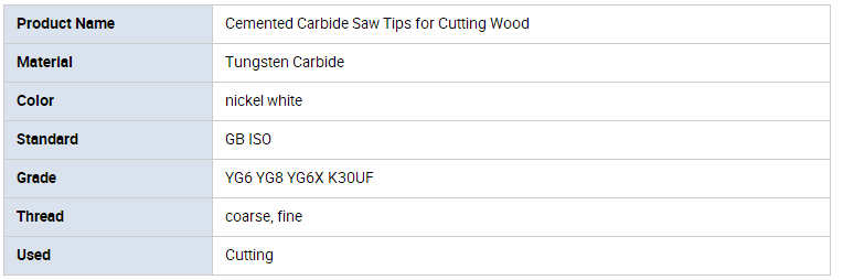 Tungsten Cemented Carbide Saw Tips for Cutting Wood