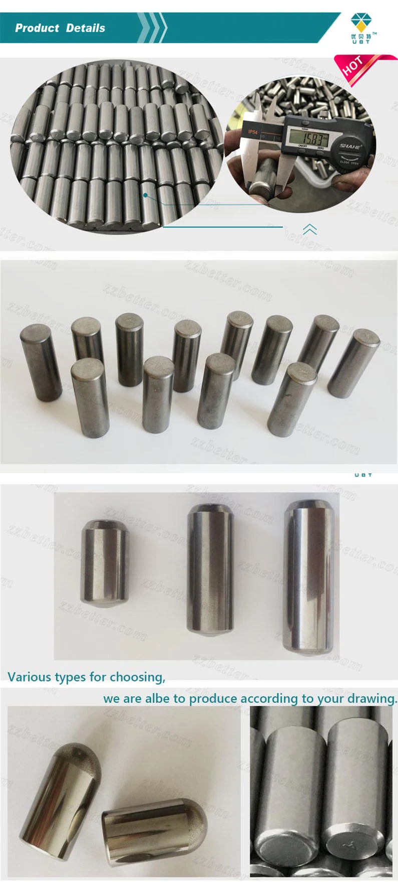 Tungsten Carbide Hpgr Stud Pin for High Pressure Grinding Rolls to Hard Rock Crushing