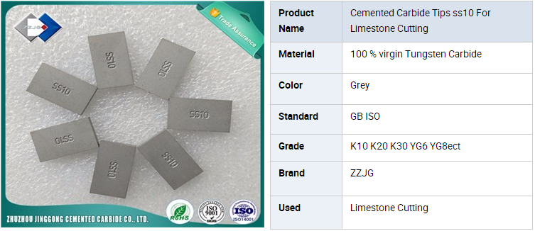 Cemented Carbide Tips Ss10 for Limestone Cutting