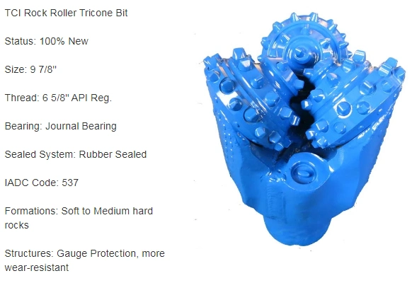 Tricone Bit Tungsten Carbide Rotary Rock Roller 9-7/8 API IADC537