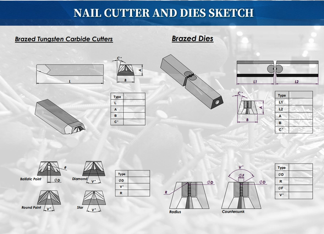 Cemented Tungsten Carbide Wire Nail Punches and Stamping Dies