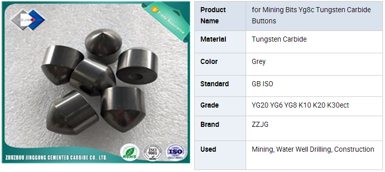 for Mining Bits Yg8c Tungsten Carbide Buttons