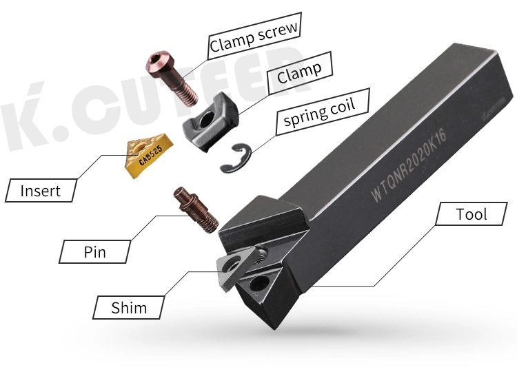 Wtqnr Series Cutting Tool Holder Use Tnmg160404 Tnmg160408 Carbide Insert