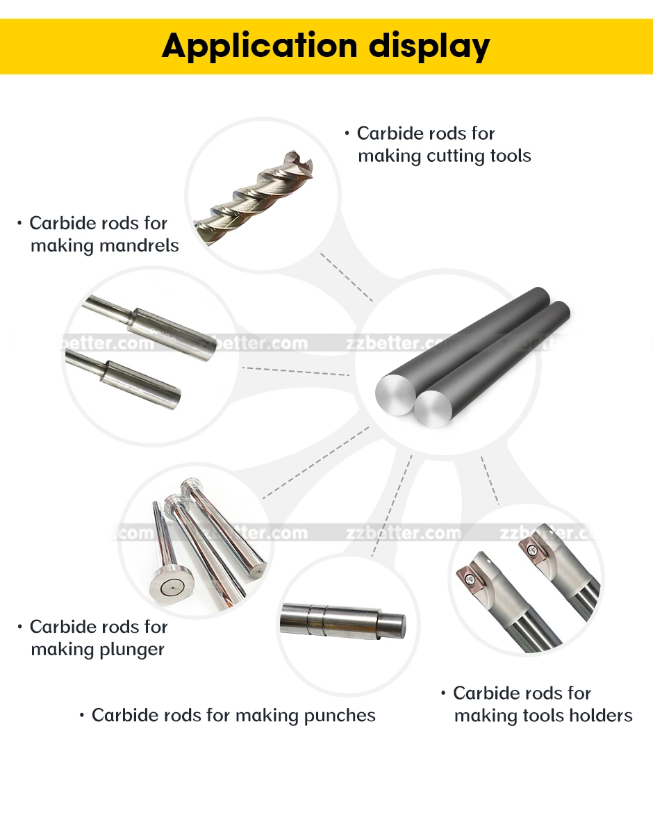 H6 Polished Solid Carbide Rods, Tungsten Cemented Carbide Rod for Endmills