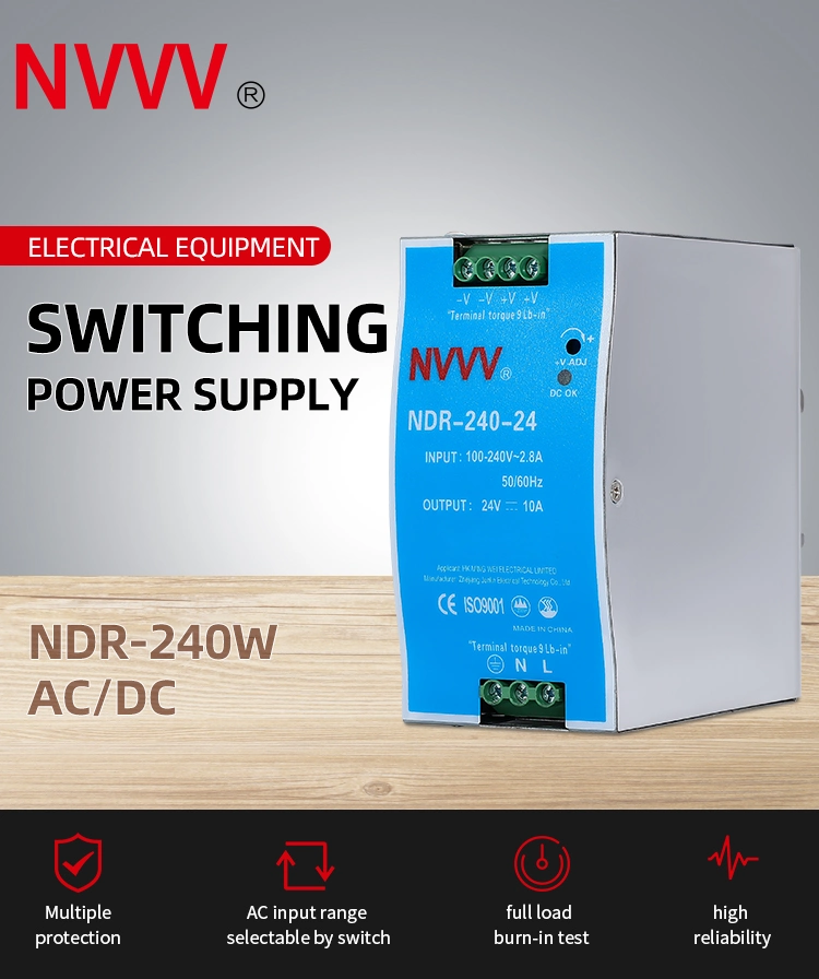 Ndr-240W-24V DIN Rail Switching Power Supply AC-DC LED Power Supply SMPS