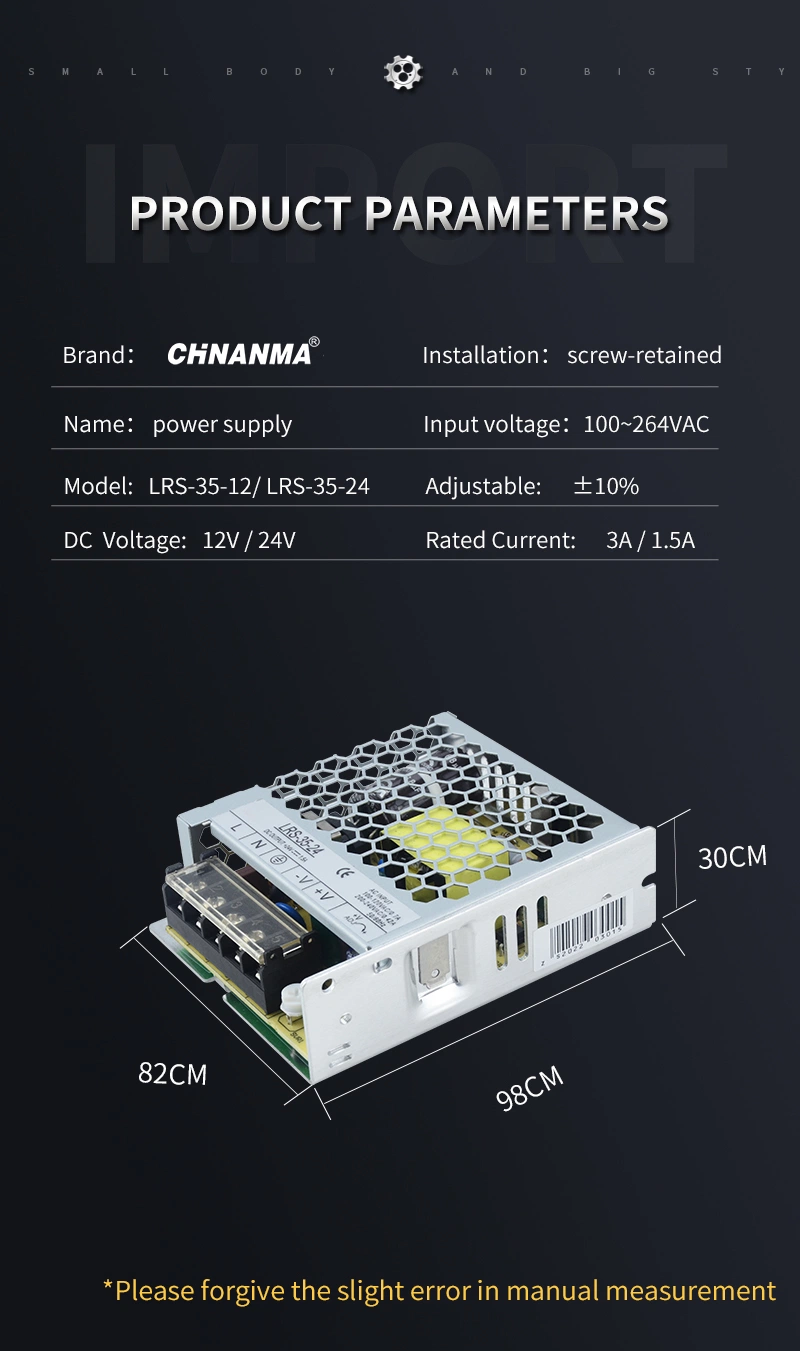 Lrs Power 3.3V 5V 12V 24V 36V 48V DC Switching Power Supply 1A 3A 5A 6A 10A 15A 20A 30A 40A 50A