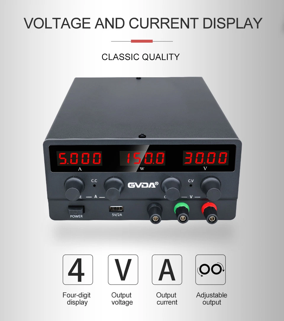 Adjustable DC Power Supply 60V 5A LED Digital Lab Bench Power Source Stabilized Power Supply Voltage Regulator Switch