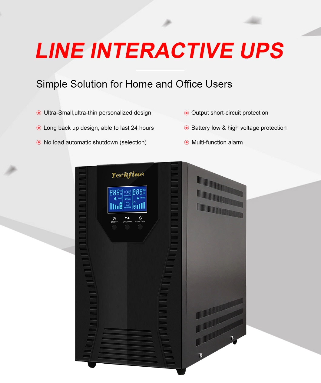 2000va 110V 220V Line Interactive LED Cye Series UPS Power Supply