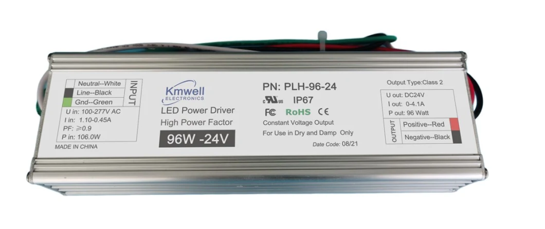 High Power Factor Plh-96W 100W 12V 24V 48V LED Driver Waterproof LED Power Supply for Outdoor Sign Market with UL Listed CE FCC RoHS