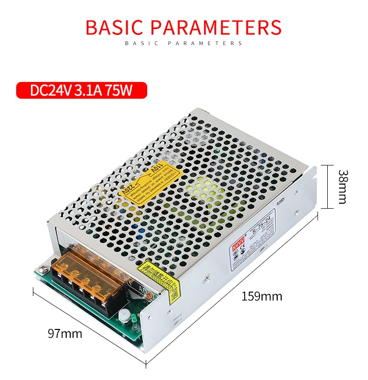 AC-DC 24V LED Power Supply Transformer SMPS for LED Light S-75-24