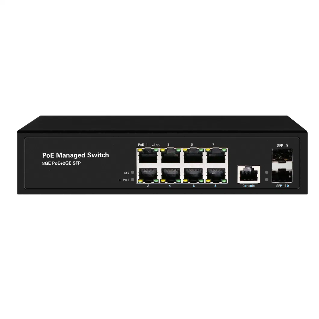 L2 Managed Poe Switch 8 Ports with 2 Port 100/1000m SFP Max 150W PSU Inside AC/DC Input From Poeplus