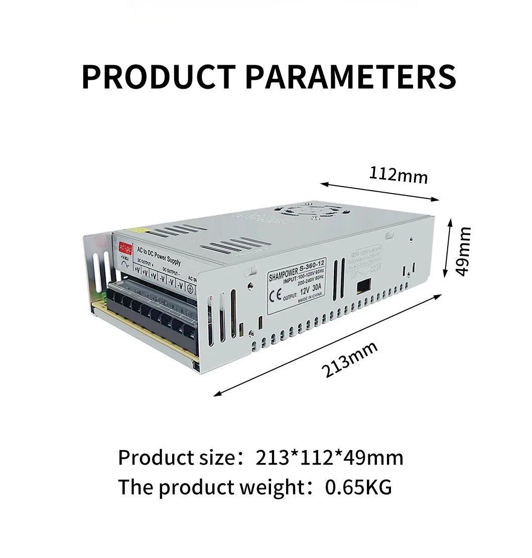 LED Driver DC 12V 30A 360W Switching Power Supply for 3D Printer