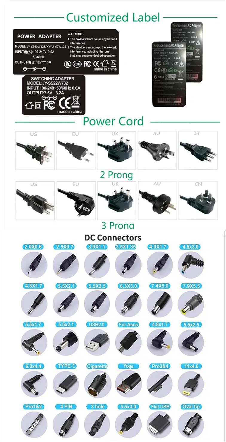 OEM Factory Best Price 24V 1.5A Desktop Battery Charger 8V 9V 10V 12V 14V 15V 18V 20V 30V 1A 2A 3A 4A 5A 6A 7A 8A 9A AC DC Power Adapter Switching Power Supply