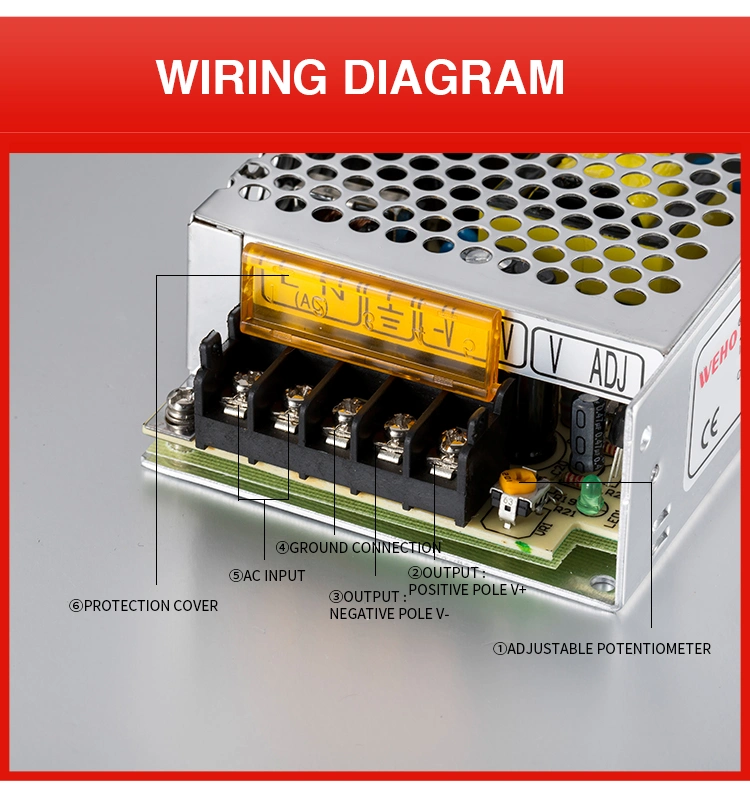 Ms-75-12 Constant Voltage Single Output Switch Power Supply 75W 110V 220V to 12V Mini Size Low Voice SMPS