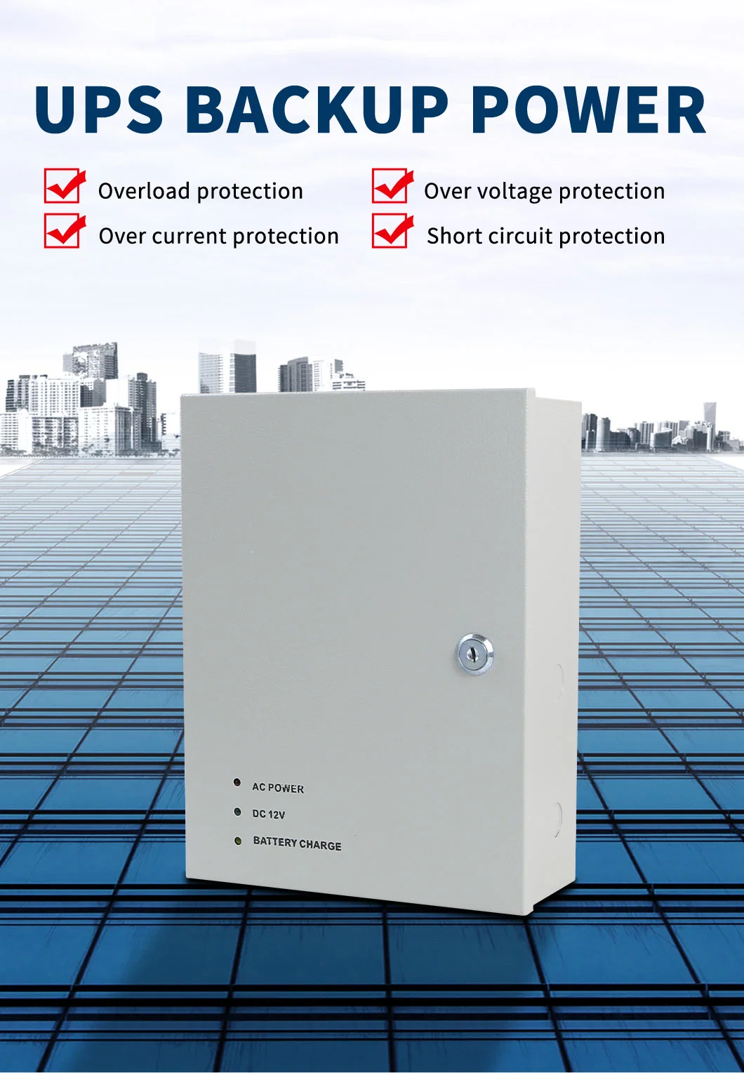 UPS Battery Backup 12V 30A 18CH Fused Outputs UPS Power Supply with 12V7ah Battery for CCTV Security Monitoring Camera