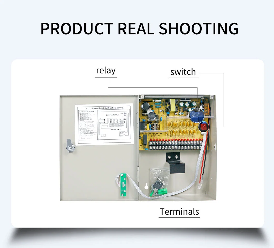 UPS Battery Backup 12V 30A 18CH Fused Outputs UPS Power Supply with 12V7ah Battery for CCTV Security Monitoring Camera