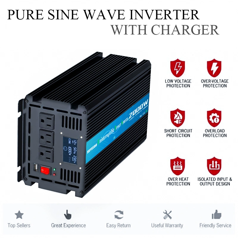 Suyeego Pure Sine Wave Inverter Home Use DC 12V 24V to AC 110V 220V Inverter 3000W 3kw UPS with AC Battery Charger