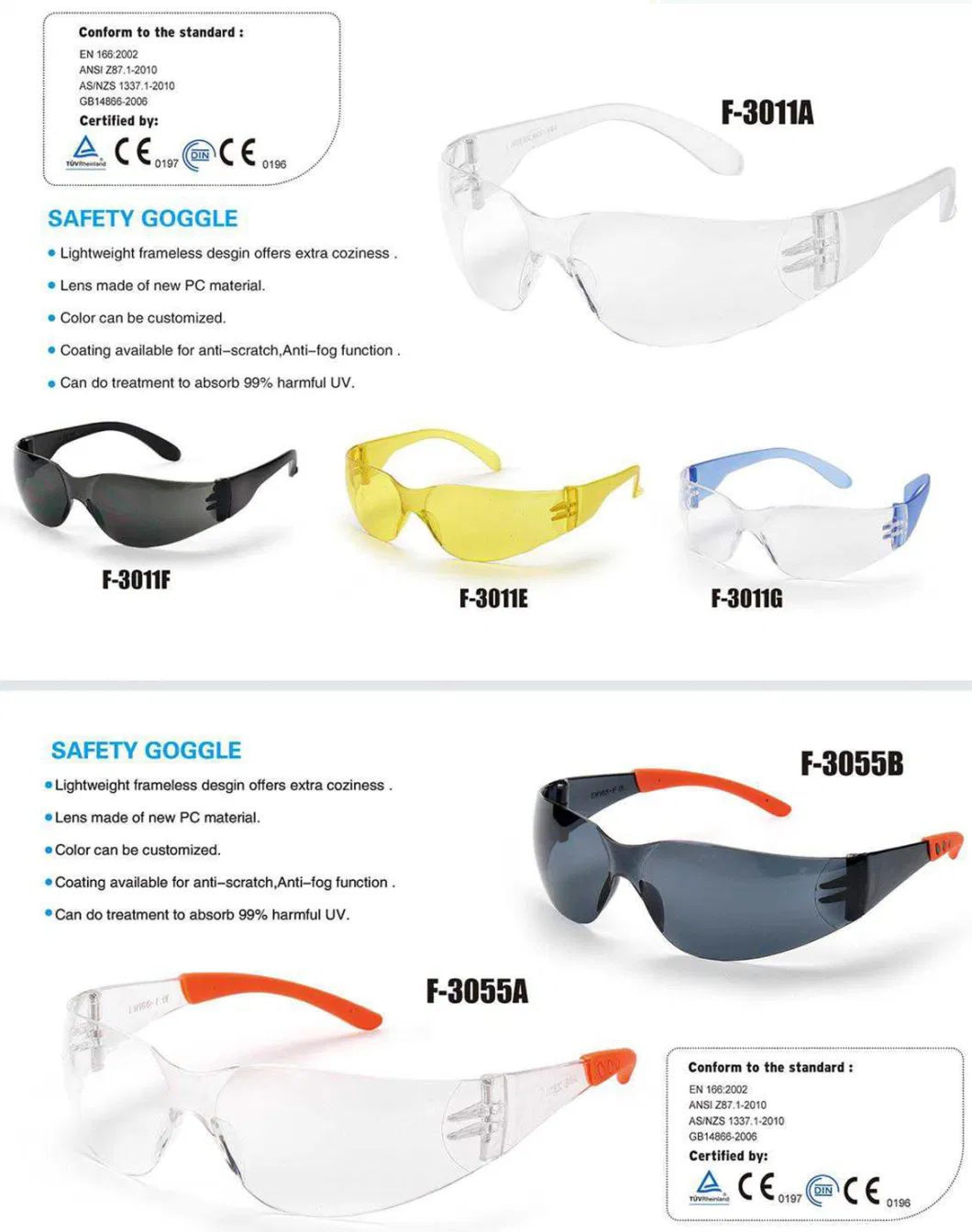 Colored Welding Safety Goggles with Anti Scratch