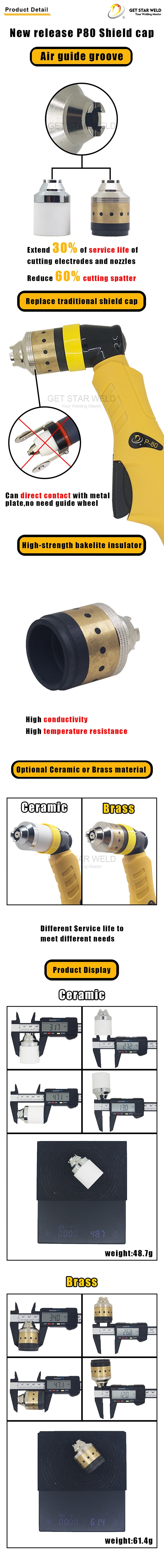 Get Star Weld P80 Plasma Electrode Nozzle Retaining Shield Cap Welding Cutting Cutter Machine