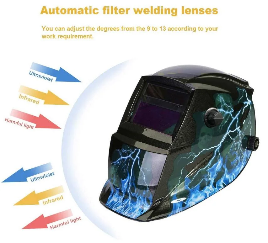 Auto Darkening Welding Helmet, True Color Solar Power Welding Hood, 4 Arc Sensor Wide Shade 4/5-8/9-13 Welder Mask Shield with Grinding for TIG MIG MMA Plasma