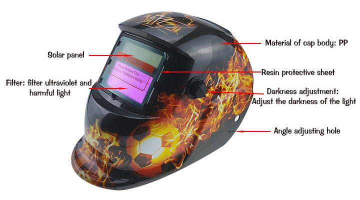 Rhk OEM Custom Stickers MIG TIG Solar Powered Auto Darkening Safety Automatic Welding Helmet with Decals