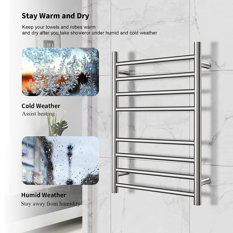 10 Bar Stainless Steel Wall Mounted Heated Drying Racks