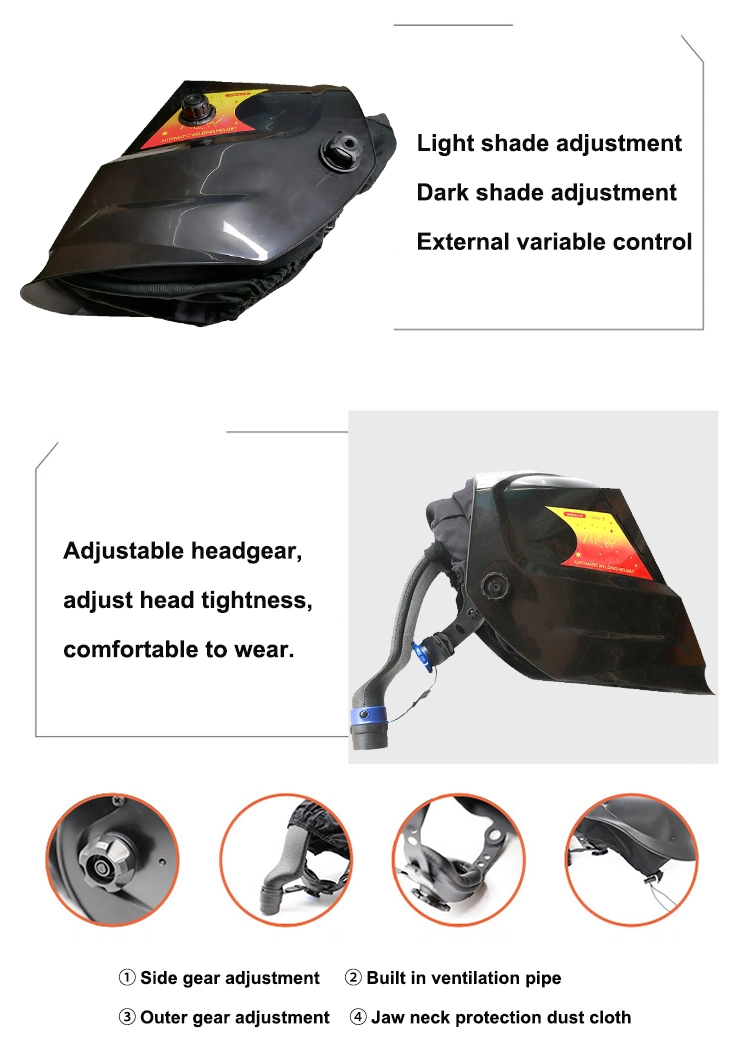 Rhk CE Papr Solar Powered Air Purifying Respirator Auto Darkening Dimming Ventilation Welding Helmets with Replacement Headgear