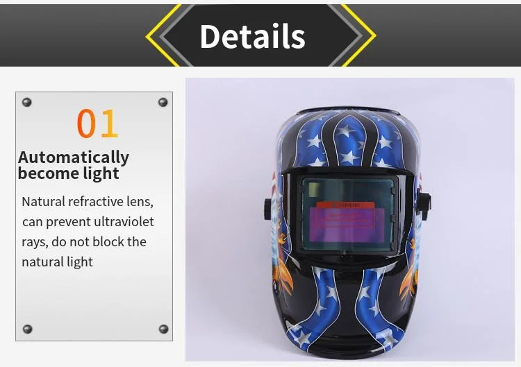 High Quality Big View Size Solar Auto Darkening MIG TIG Respirator Custom Welding Helmet Mill