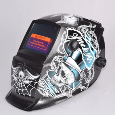 Solar Power casco per saldatura oscurante automatico ampio campo visivo saldatore Cappuccio per maschera con cappuccio ad arco TIG MIG (fantasma della morte)