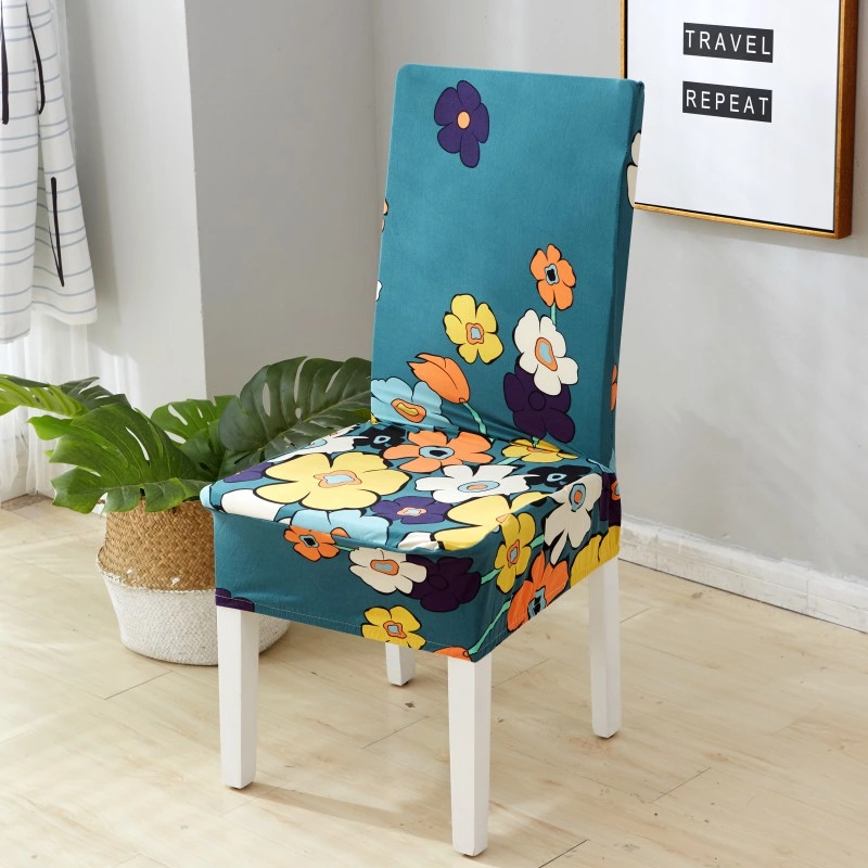 Spandex Chair Cover Removable Washable Anti-Dirty Seat Cover Printed Pattern Slipcover for Wedding Restaurant Banquet