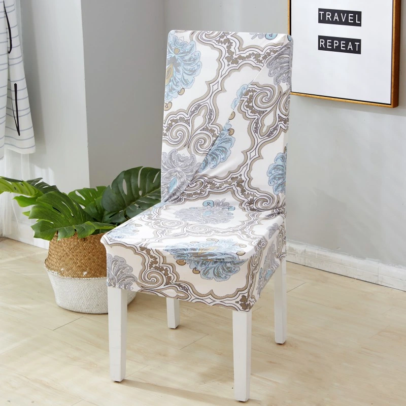 Spandex Chair Cover Removable Washable Anti-Dirty Seat Cover Printed Pattern Slipcover for Wedding Restaurant Banquet