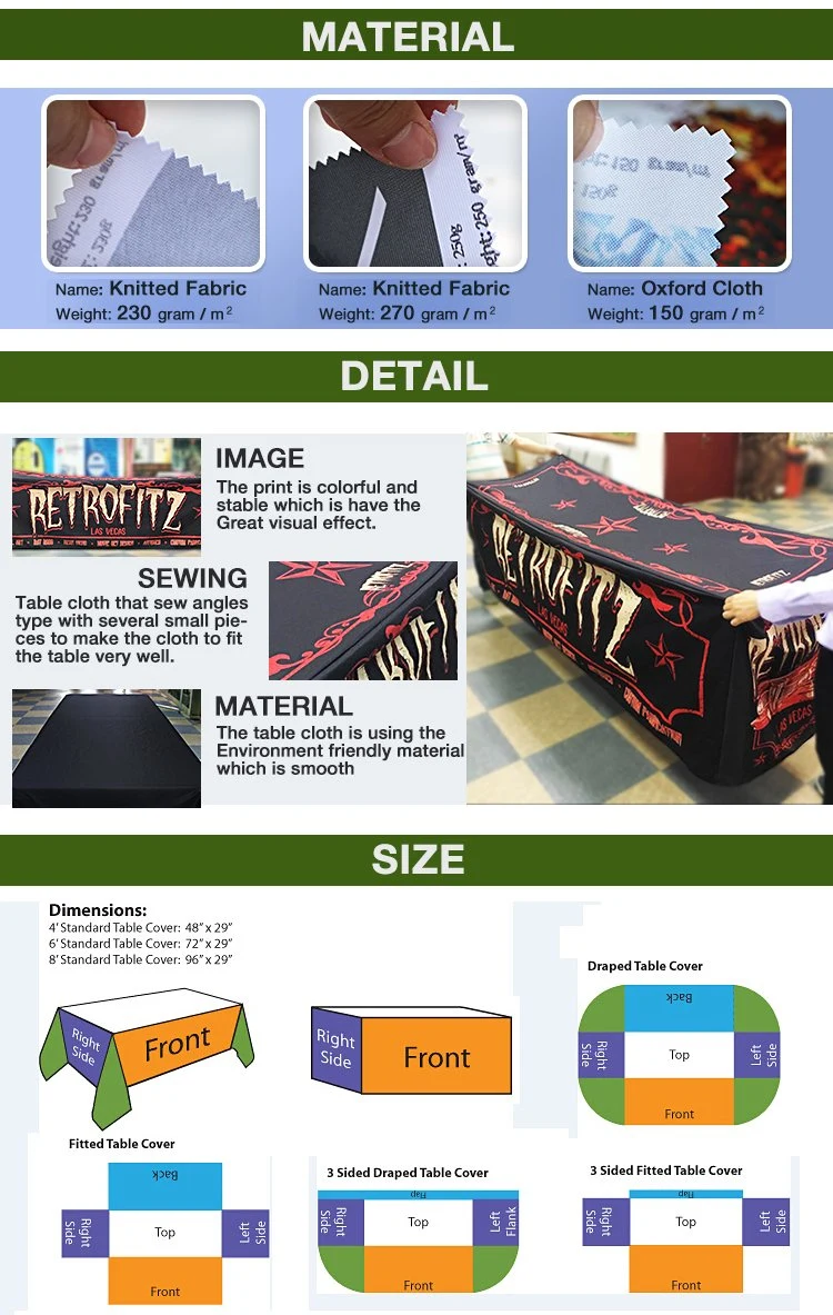 Custom Trade Show Sublimation Printed Logo Polyester Spandex Table Cover