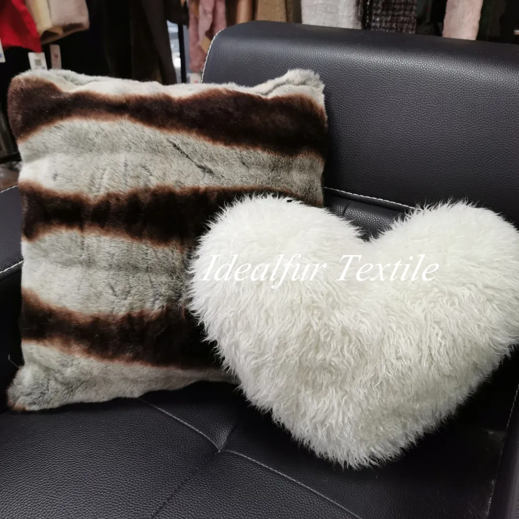 Dense Hair Fake Rabbit Fur Decorative Floor Throw Pillow