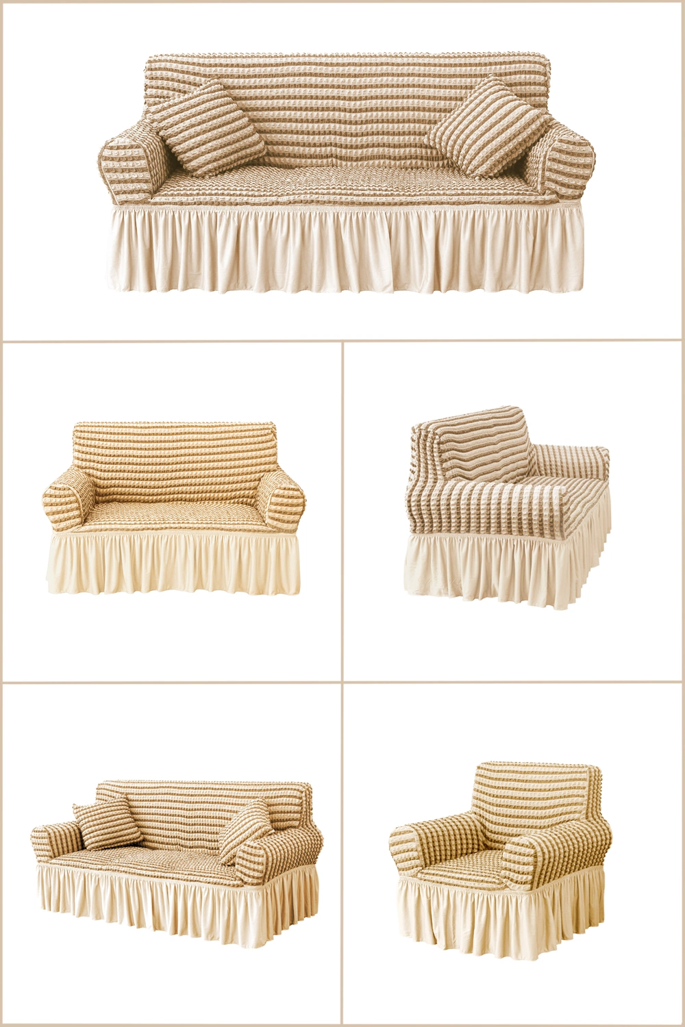 Hot Sale 3 Seats Seersucker Couch Slipcover Bubble Sofa Cover