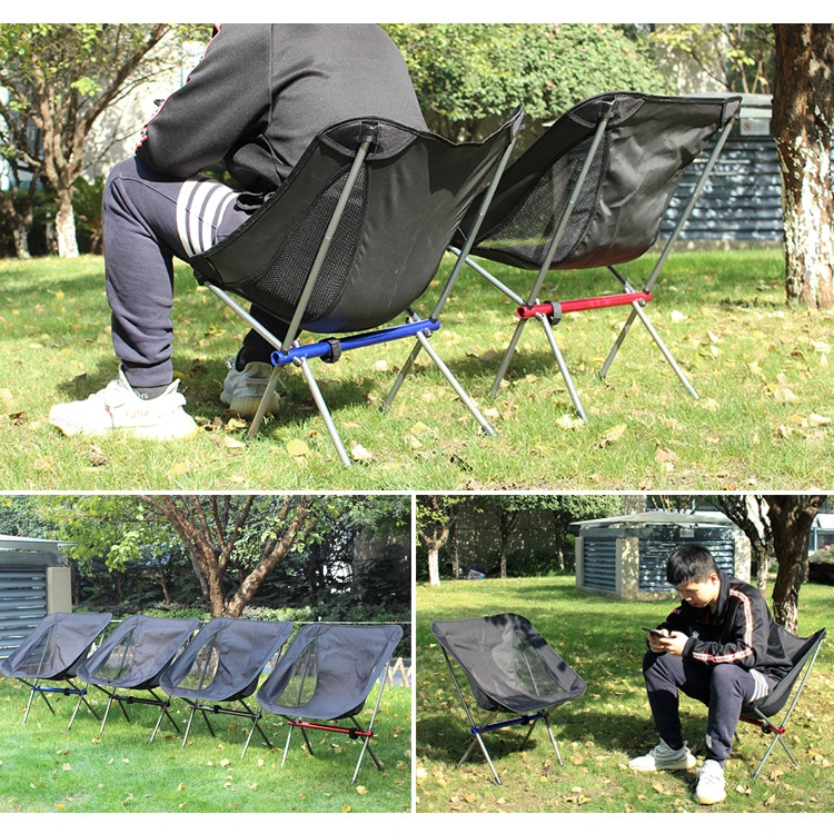 Aluminum Frame Oxford Fabric Camp Furniture Moon Foldable Camping Chairs