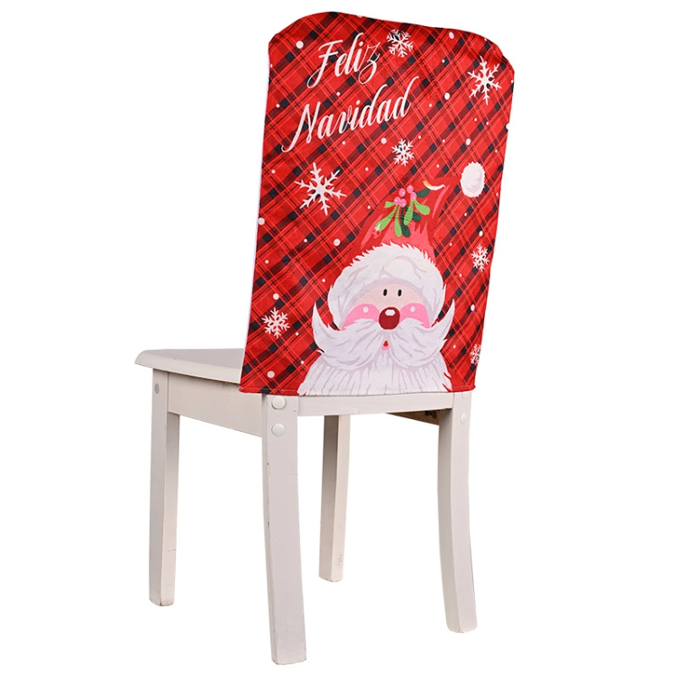 New Red and Green Snowflake with Snowman and Santa Claus Christmas Back Chair Cover