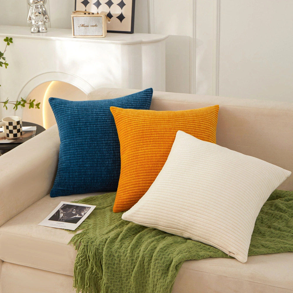 Delicate Stripe Cushion Cover with Soft Velvet Fabric, Multiple Colors Available, Perfect for Living Room Sofa