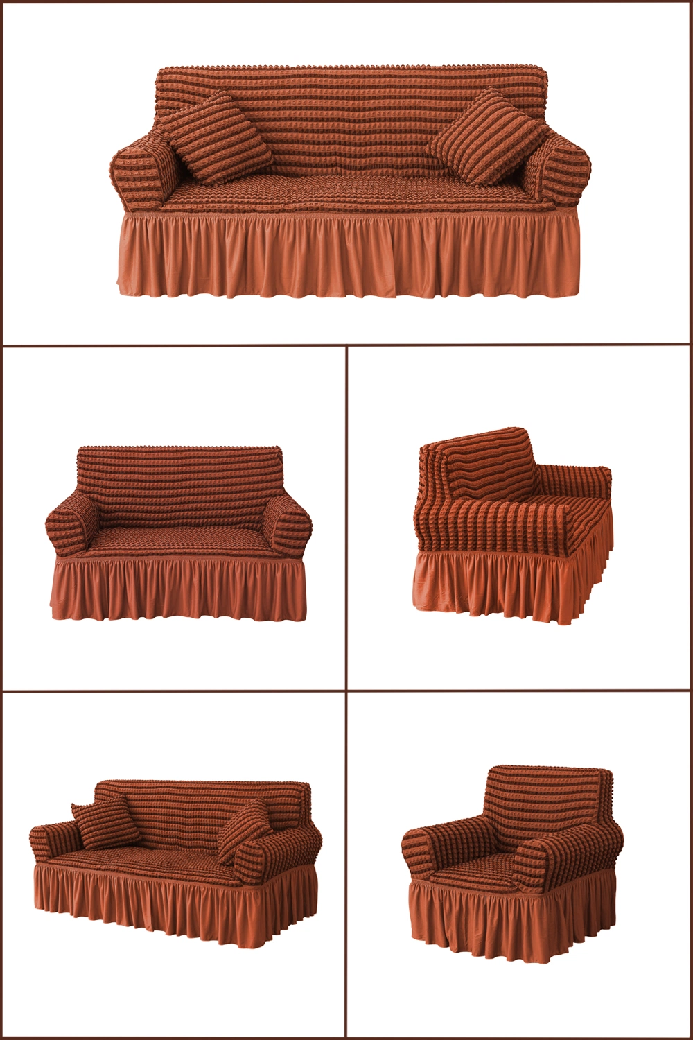 Luxury Ruffle Furniture Protection Stripe Sofa Cover Stretch Slip Covers