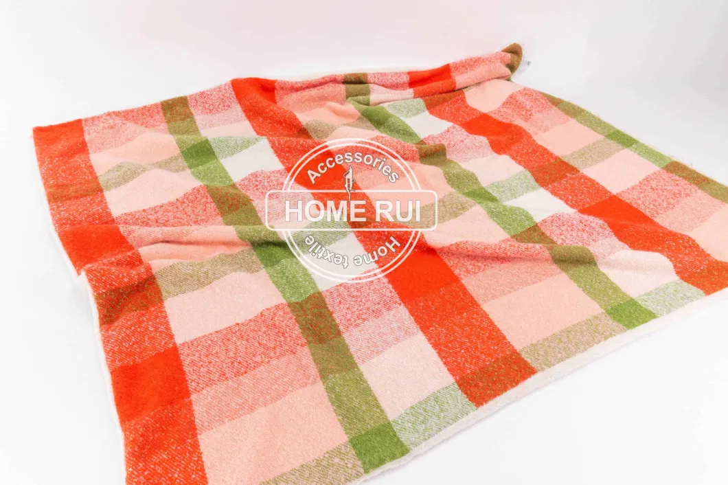 Home Outdoor Travel Bed Sofa Car Soft Warm Thick Red Two Sides Plaid Checks Cozy Fur Fleece Sherpa Throw Blanket Cover