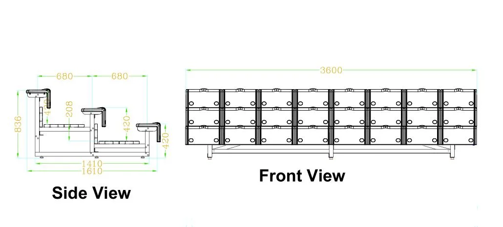 3 Row Low Rise All Aluminum Gym Bleacher Portable Sports Tribune Seating