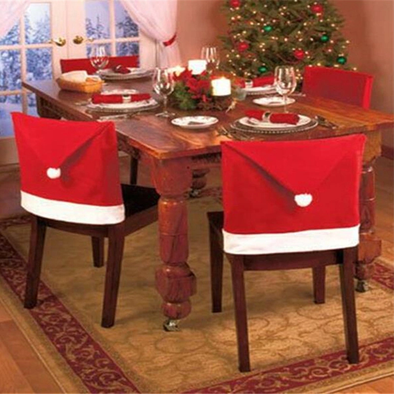 Sdyt003 6PCS / Set Christmas Chair Cover Santa Claus Hat Dining Chair Cover Cap Slipcover Home Kitchen Table Decor